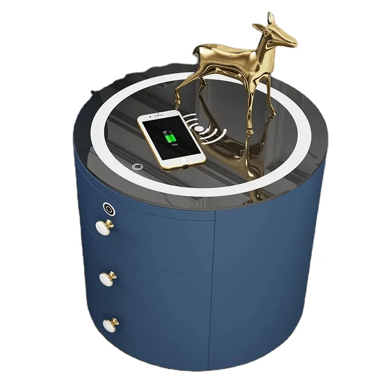 

Three-Story Luxury High-End Intelligent Bedside Table Multifunctional Nightstand with Rechargeable Lock and Wireless Charging