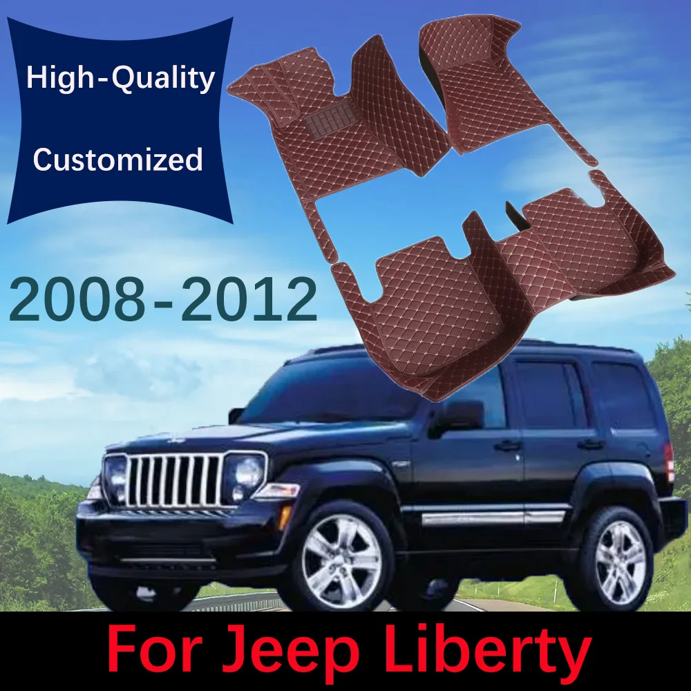 Custom Made Leather Car Floor Mats For Jeep Liberty Cherokee 2008 2009 2010 2011 2012 Auto Carpets Rugs Foot Pads Accessories