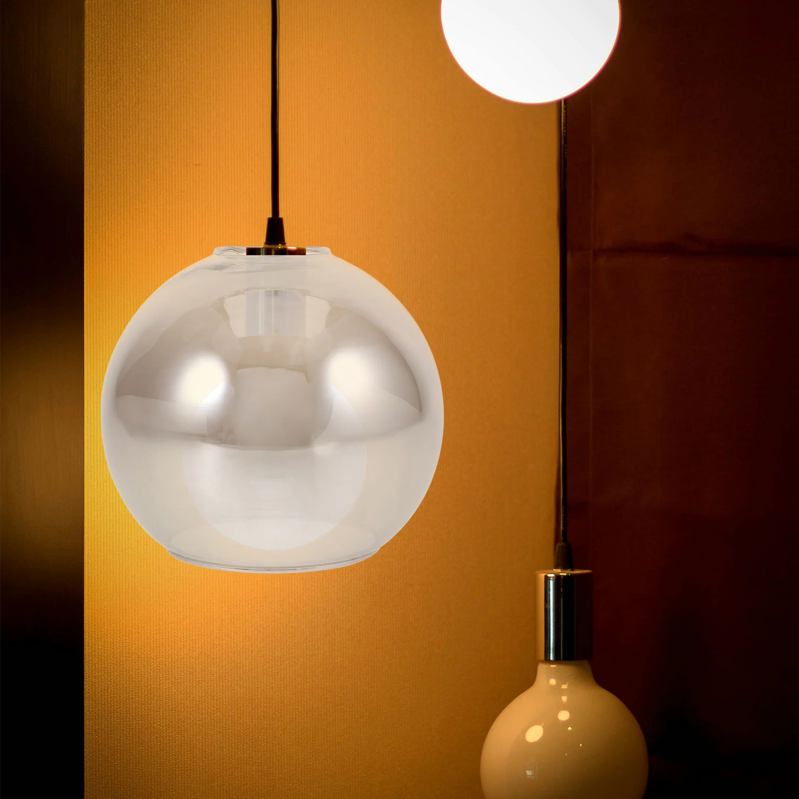 

1pc Amber Glass Ball Lamp Shade 12Cm Round Spherical For Wall Sconces Chandeliers Living Room Bedroom Dining Room Light