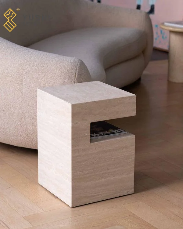 

YUSHI Современная мебель для гостиной Приставной столик из натурального травертина для украшения дома или виллы