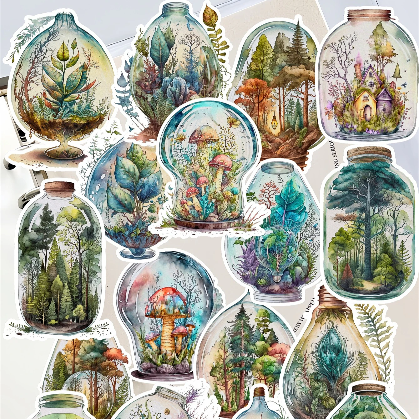 

20pcs Vintage watercolor glass bottle graffiti stickers, stationery, notebook, account materials, phone cases, luggage, guitar