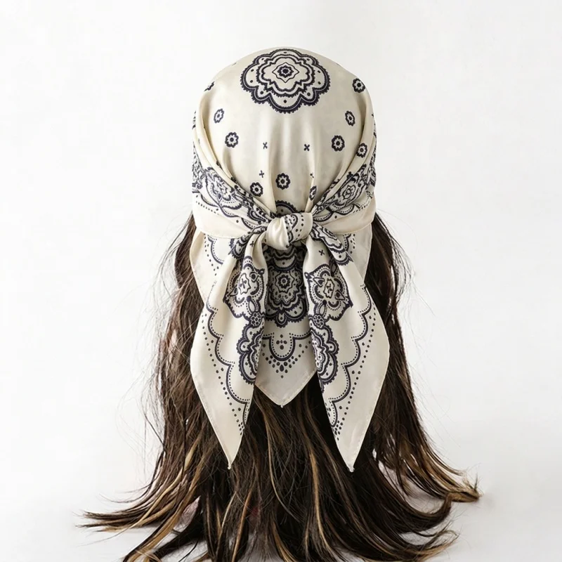 

Luxury Silk Scarf Hijab Turban Print Women's Headscarf Handkerchief Bandana Neckerchief Shawl Square Fashion Headband Wraps