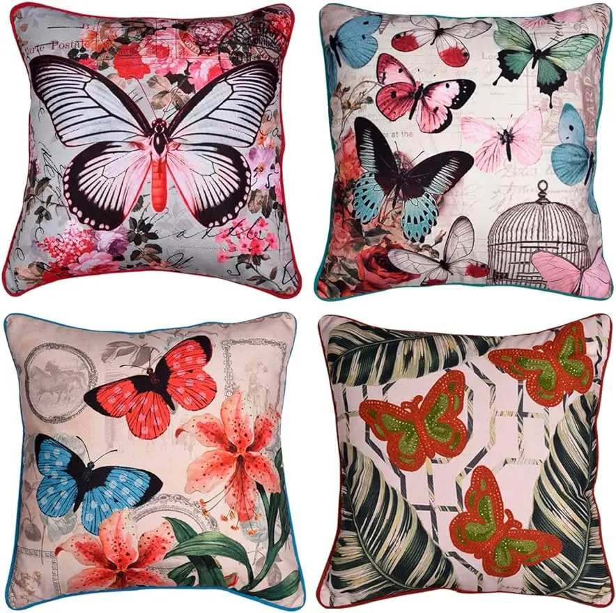 Pillowcase Decorative butterfly print design cushion cover for home décor sofa chair bed bedroom steam office 45X45cm