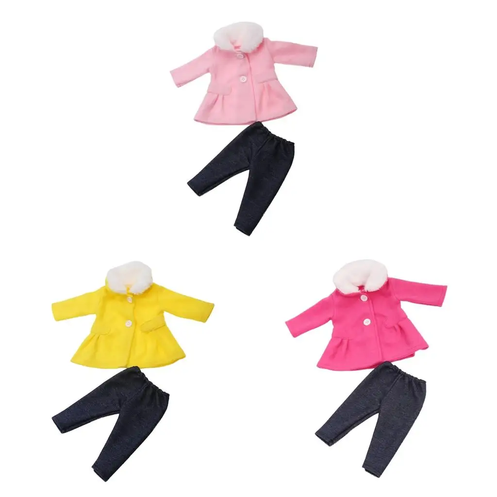 Handmade 18inch Girl Dolls Clothes Woolen Overcoat Pant Accessories