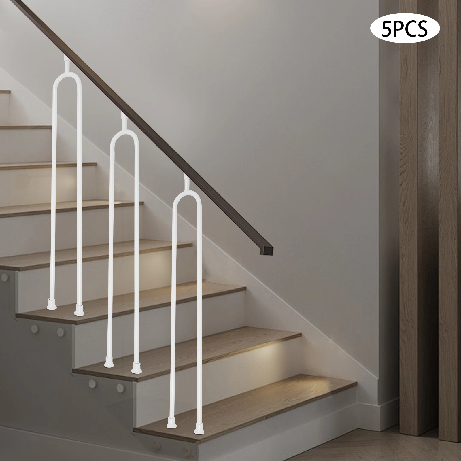 5pcs White Iron 101cm U-shaped Stair Column Adjustable Roof Arch Handrail Support Column