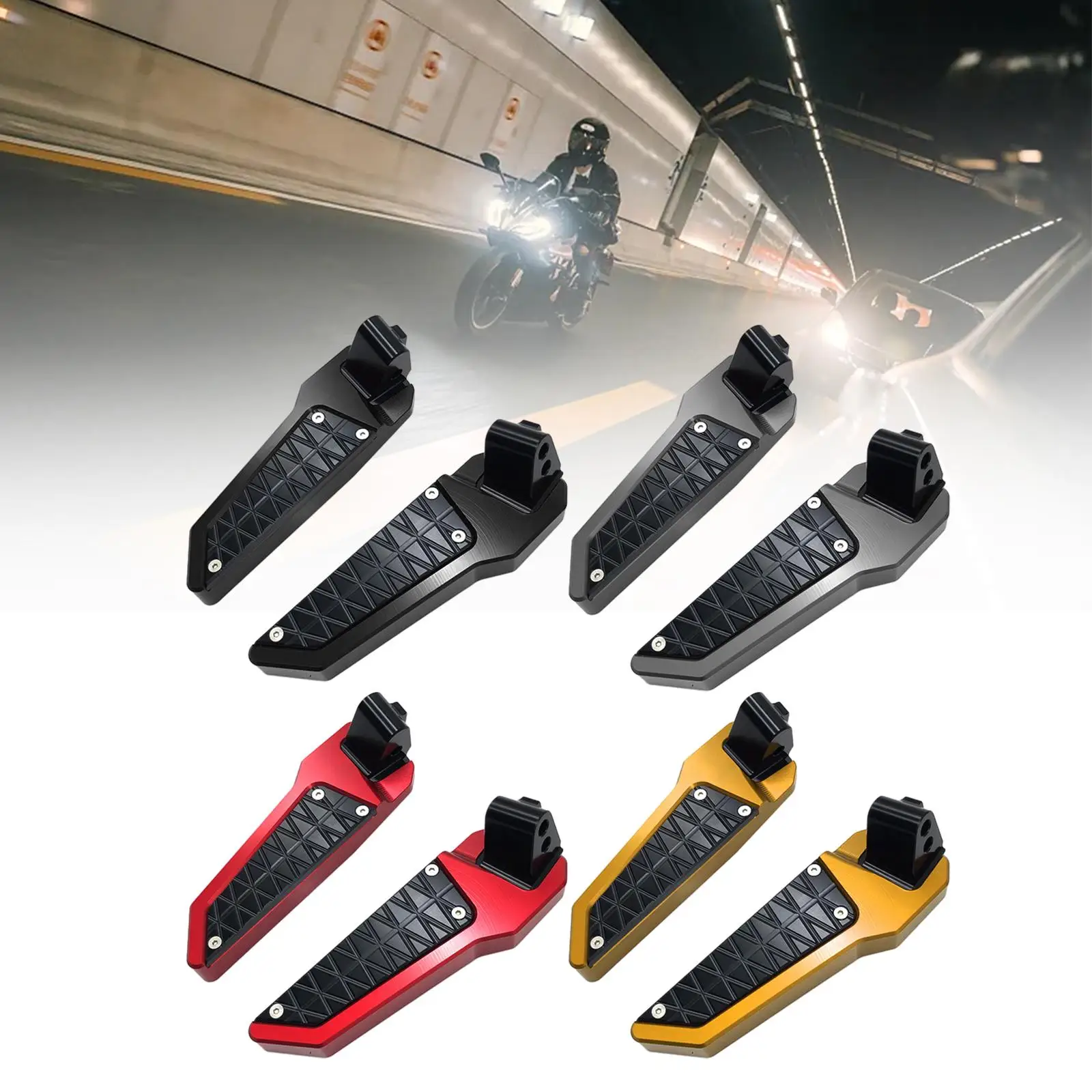 

Rear Passenger Footpad Aluminum Alloy Premium Foldable Pedals Rests Motorcycle