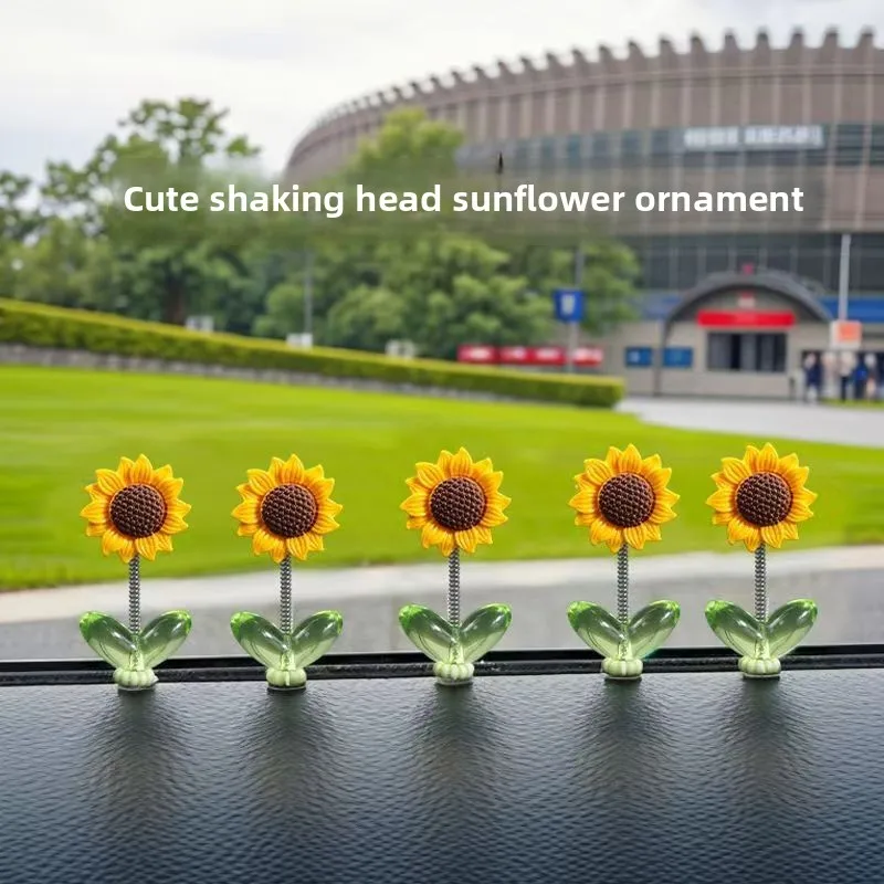 Cute Shaking Sunflower Car Decor Funny Dashboard Ornament for Car Interior Styling