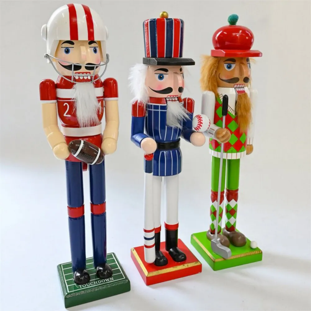 1 Pack Nutcracker Ornament Wooden Nutcracker Christmas Ornaments Sports Series Baseball Golf for Home Decor Xmas Party Kids Gift