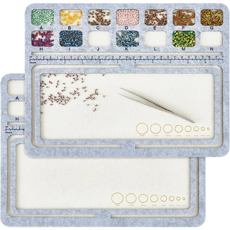 2Pcs Large Hard Back Bead Mats Wood Covered with Felt Wood Bead Design Board Felt Beading Mat Bead Tray with