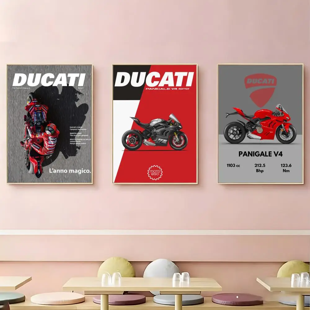 Auto Brand Ducati Poster HD Self-Adhesive Waterproof Wall Art Easy to Apply Multi-Scene Decor