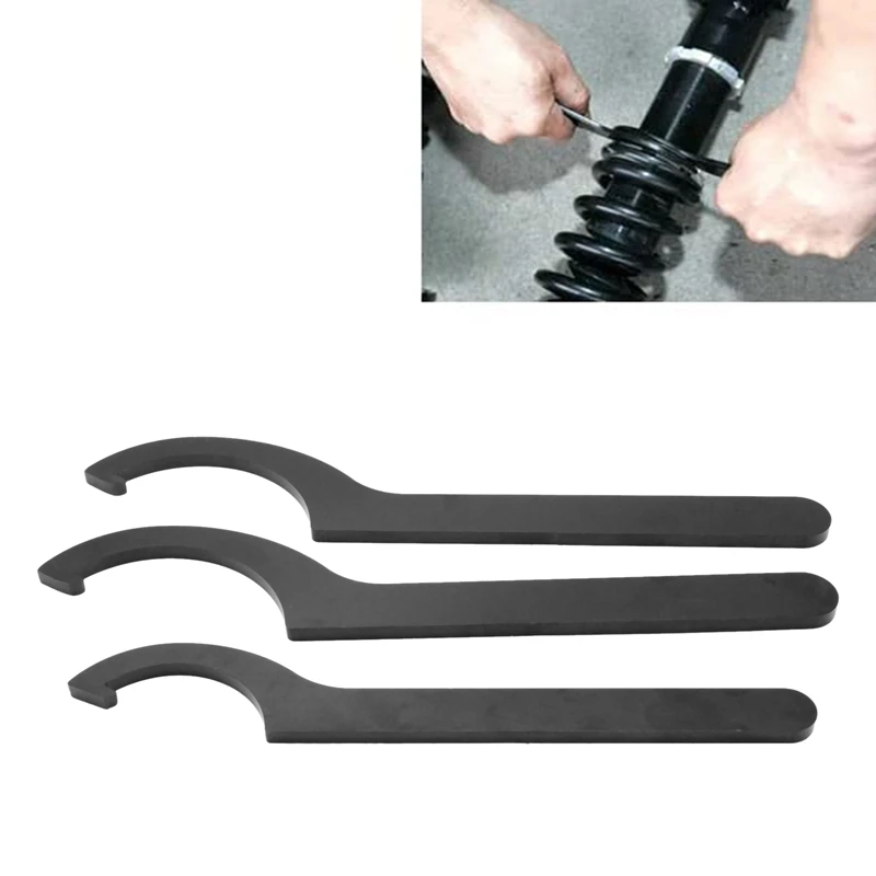 3Pcs Spanner Wrench Set Coilover Adjustment Tool Hook C Steel Shock Adjuster For Absorber Coil Over Wrench Kit