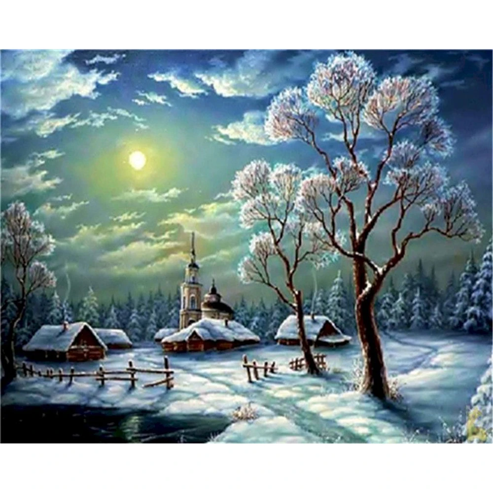 

Landscape Winter Pre-Printed 11CT Cross Stitch Embroidery Complete Kit DMC Threads Handicraft Sewing Knitting Adults
