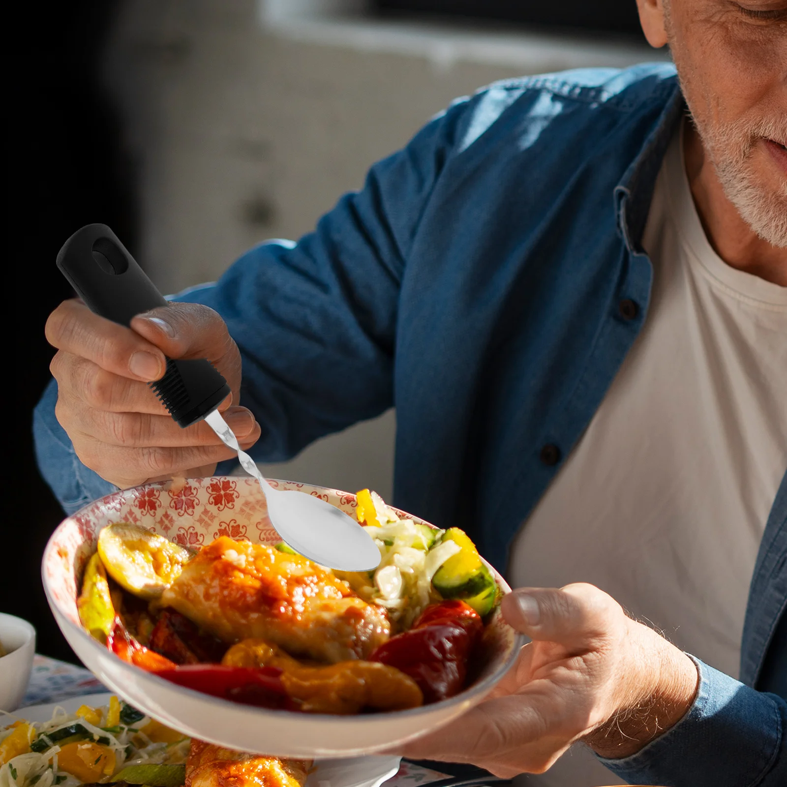 Anti-shake Spoon Disability Adaptive Silverware Knife and Fork Tremor Stainless Steel Soup