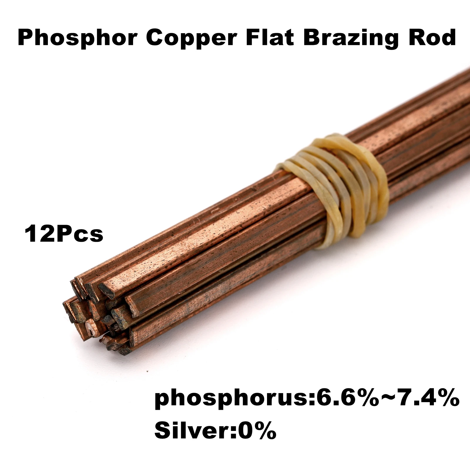 12Pcs/Lot Phosphor Copper Flat Brazing Rod(P:6.6%~7.4%)for Refrigerators,Air Conditioners,Motor Instruments,Copper Pipe Welding