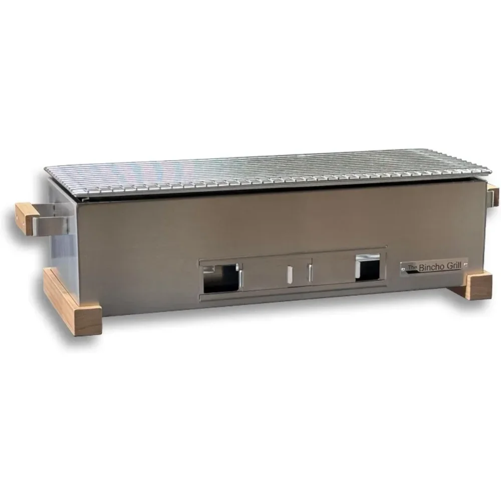 Parrillas y cocción al aire libre – Parrilla Yakitori de cuerpo ancho de 24 pulgadas – Barbacoa Robata de carbón de estilo japonés para brochetas y filetes