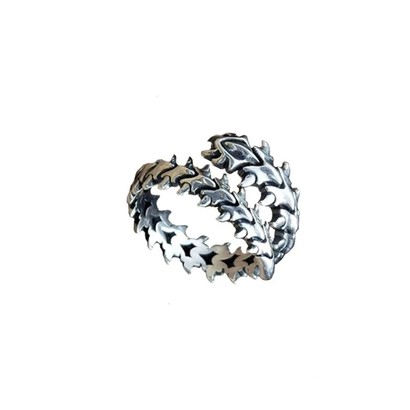 Vintage Gothic Keel Spine Rings For Women Men Antique Silver Hyperbole Centipede Open Ring Hip Hop Jewelry Y2K Fashion Rings