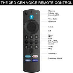 Controle remoto de voz de substituição para fire stick tv 3a geração smart tv stick 4k max lite fire cube remoto funciona com alexa