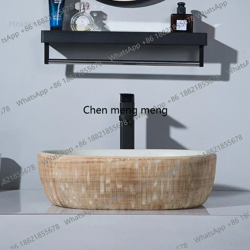 A17 Simple Toilet Wash Basins Modern Bathroom Sinks Light Luxury Oval Wash Basin Above Counter Basin Bathroom Washing Sink Ceram