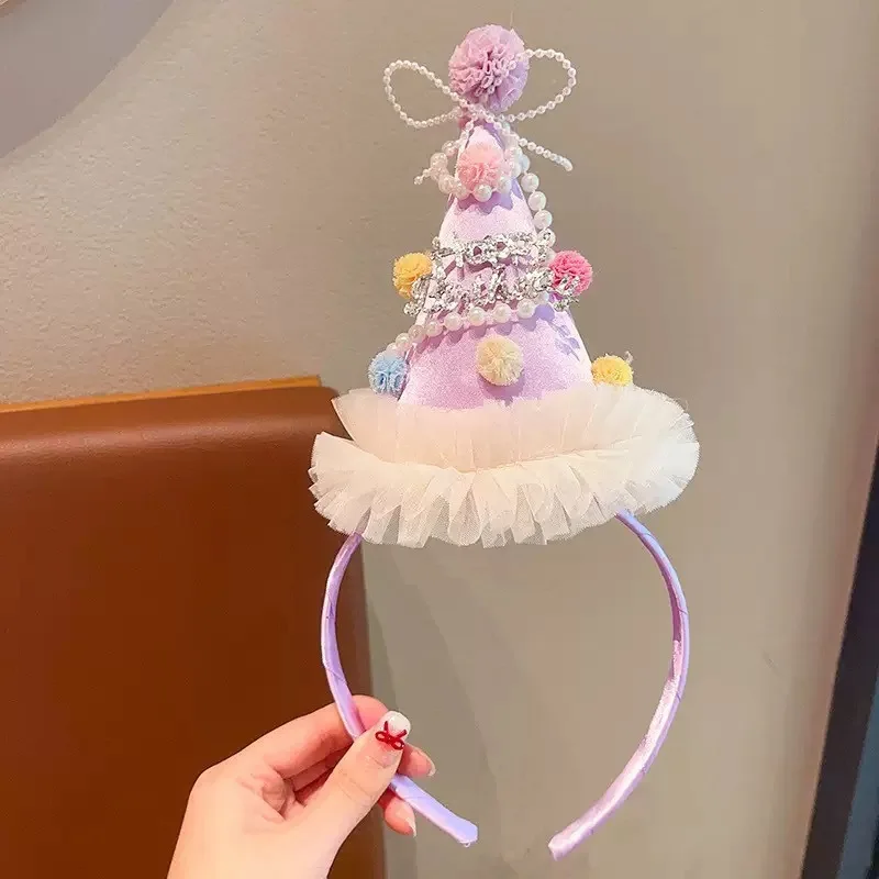 Sweetheart Party~Cherry Cake Hat Lace Hair Clip Girls Birthday Photo Creative Hairband Cute Kids