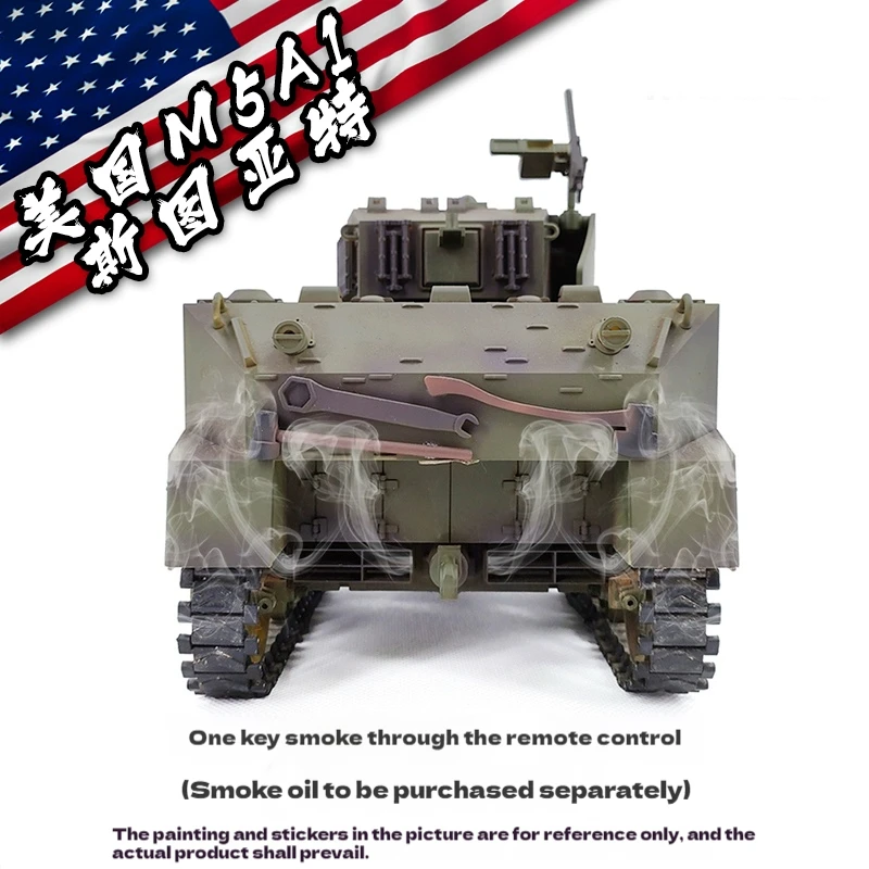 Nieuwe Militaire Professionele Afstandsbediening Tank Kubingke Amerikaanse Stuart M5a1 Gesimuleerd Speelgoed Model Afstandsbediening Kinderspeelgoed