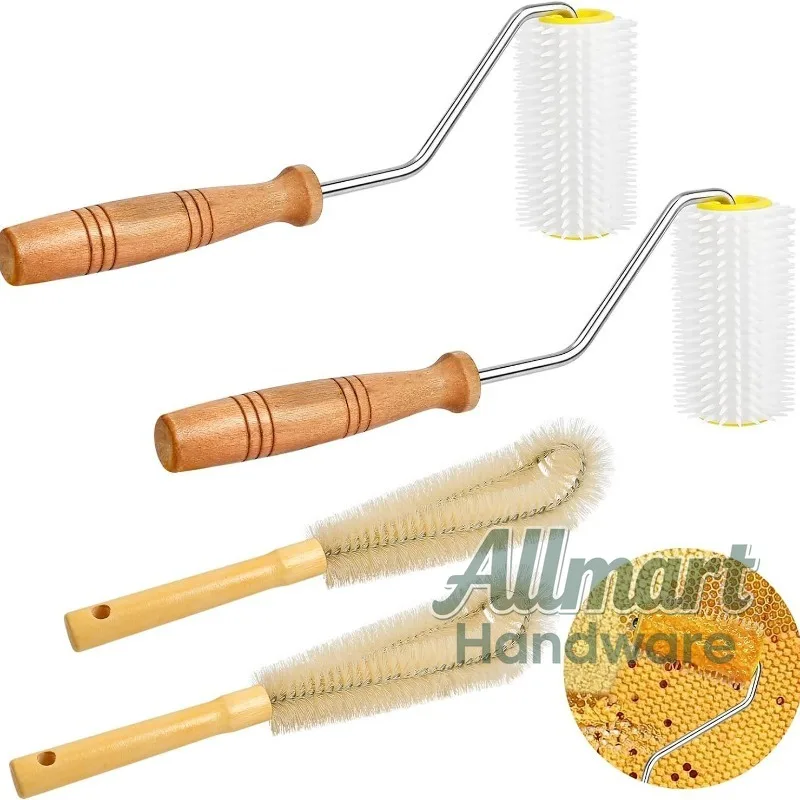 4Pcs Honey Extractor Uncapping Roller Needle Tool With Wooden Handle Beekeeping Honey Uncapper Beekeeping Tool Set
