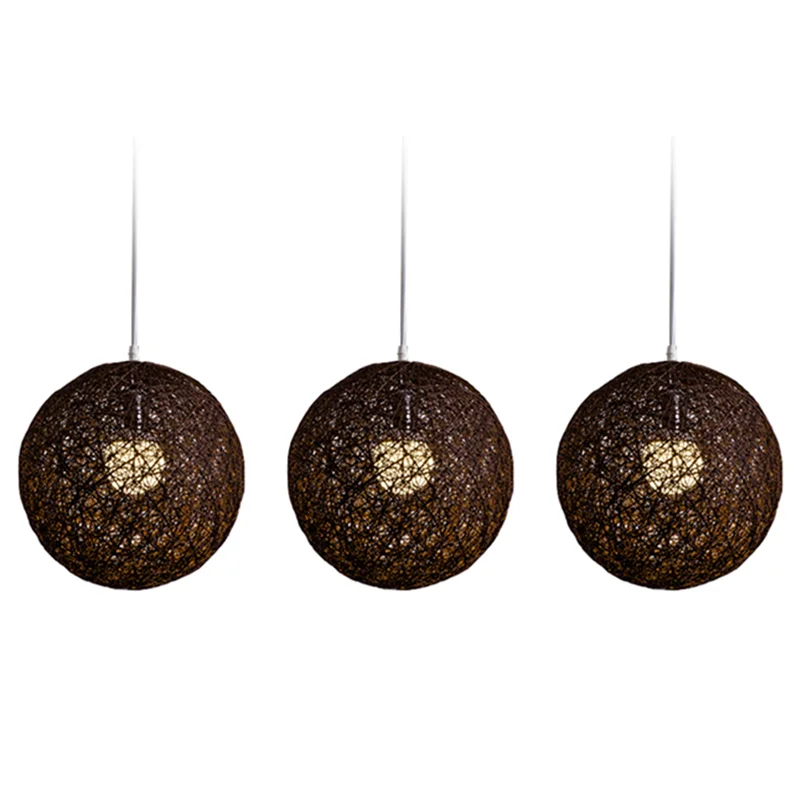 

LICE-3X Coffee Bamboo, Rattan And Jute Ball Chandelier Individual Creativity Spherical Rattan Nest Lampshade