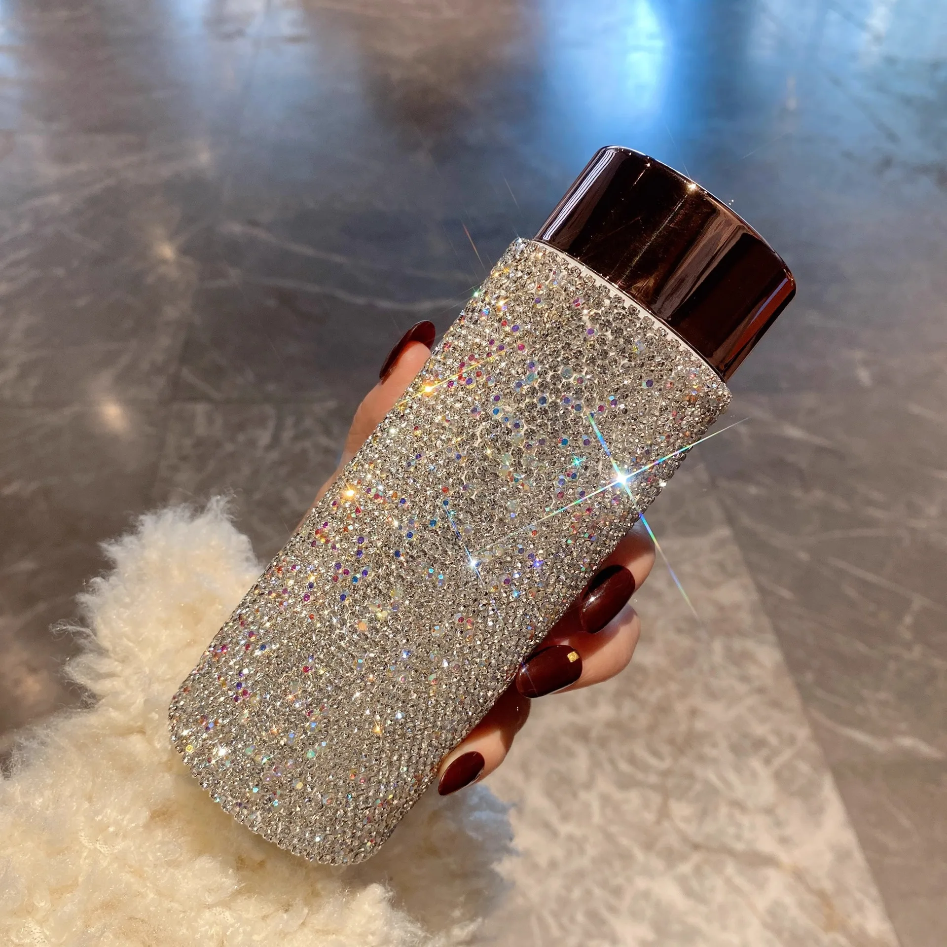 

Bling Rhinestone Insulated Cup 316Stainless Steel Thermos Cup Coffee Cups Travel Mug Portable Car Cold and Hot Water Bottle Gift