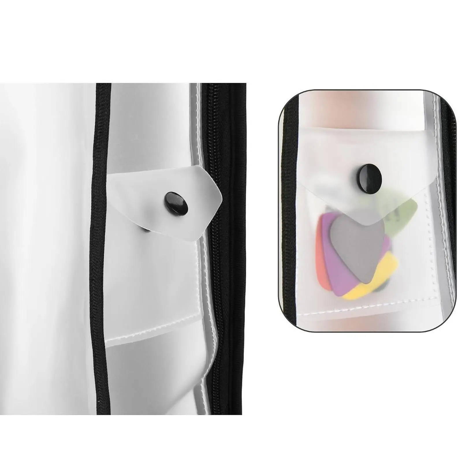 Transparent Storage Sleeve for Acoustic Guitars Lightweight Built in Non Woven Lining Side Pick Pocket Zippered Closure