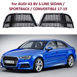 L/R Honeycomb Fog Light Bezel Grill For AUDI A3 8V S-LINE SEDAN SPORTBACK CONVERTIBLE 17-19 Front Bumper Fog Light Grille Cover