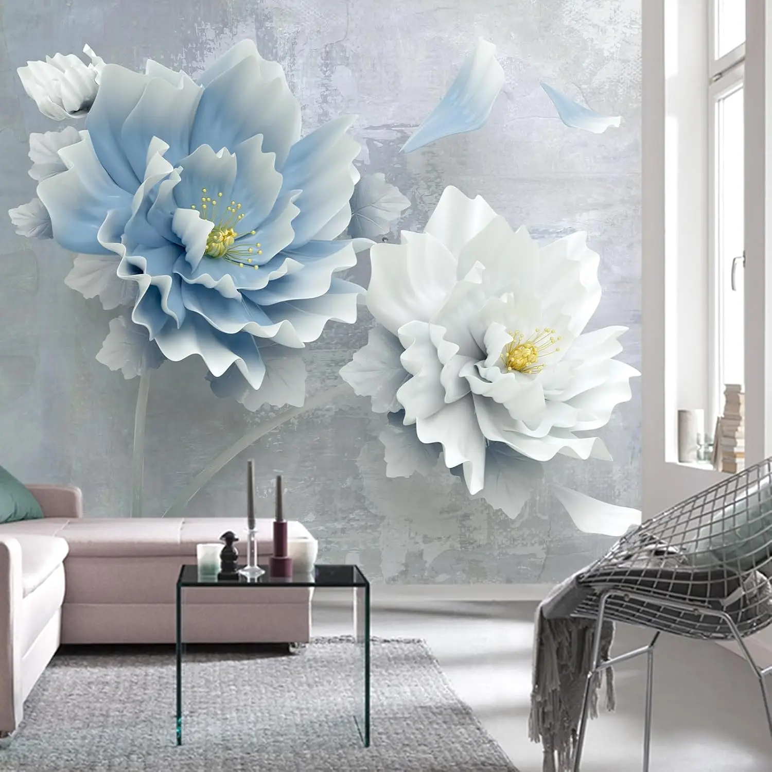 Premium Realistic Floral Tapestry Wall Hanging Mural Polyester Fabric Art Home Decor Abstract Flower Decoration for Modern Livin
