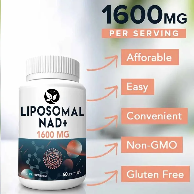 Suplemento Liposomal Nad de 1600 mg, Nad+puro 98% puede reemplazar el nuclósido de nicotinamida en 60 cápsulas blandas