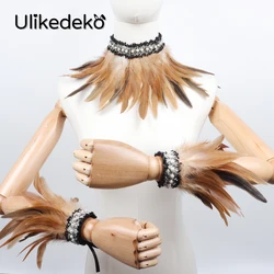 Artificial Pearl Feather Fake Collar and Wrist Cuffs Victorian Accessories Gothic Rave Party Stage Masquerade Cuello Victoriano