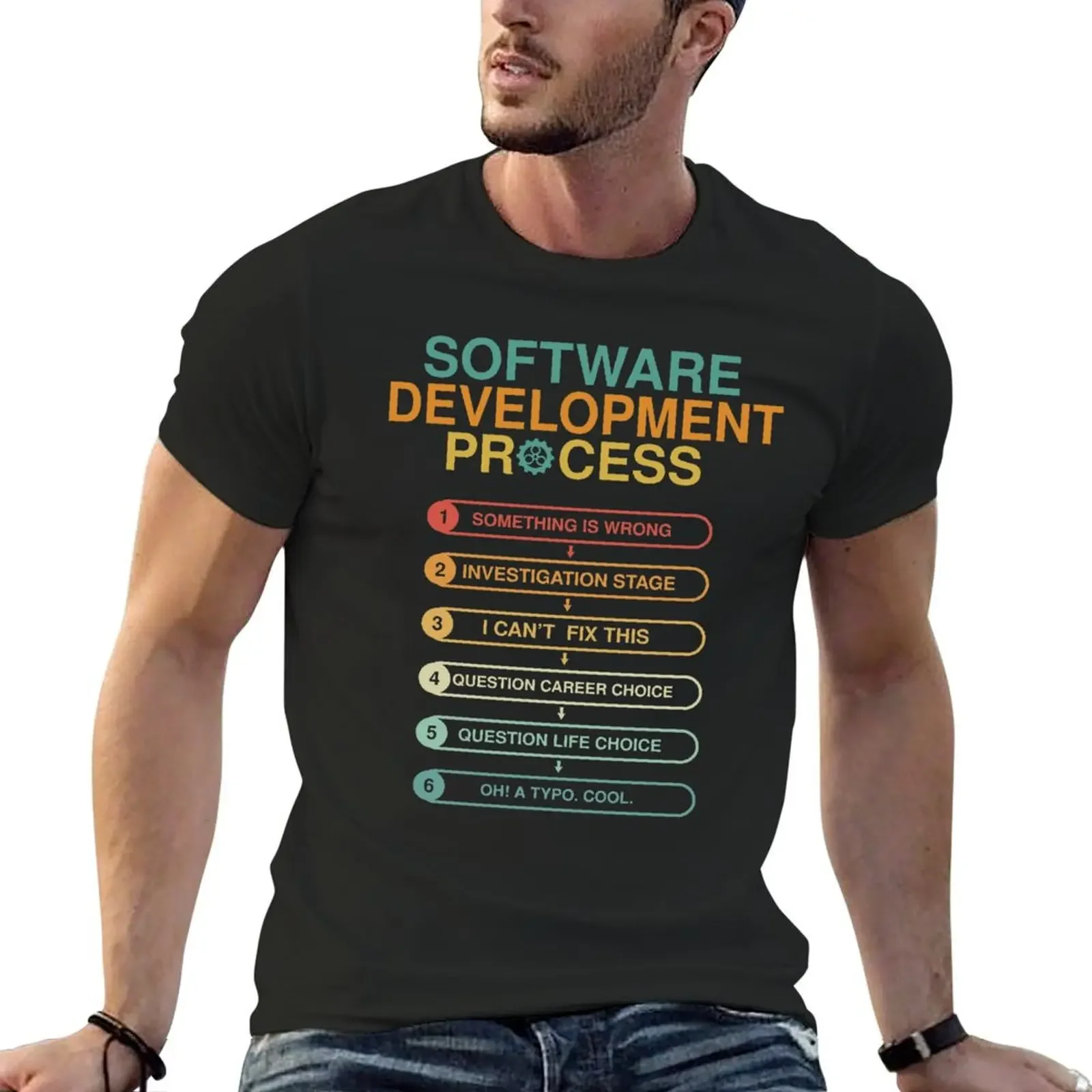

Software Development Process T-Shirt quick-drying sports fans plus size tops oversized t shirt men