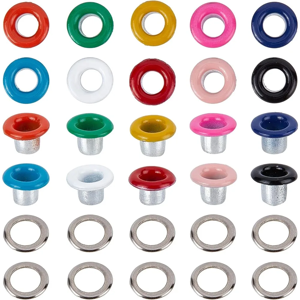 200 Sets 10 Colors Eyelets and Grommets 3MM Hole Self Backing Eyelet Mini Crop A Dile Eyelets with Washers for Paper Crafting