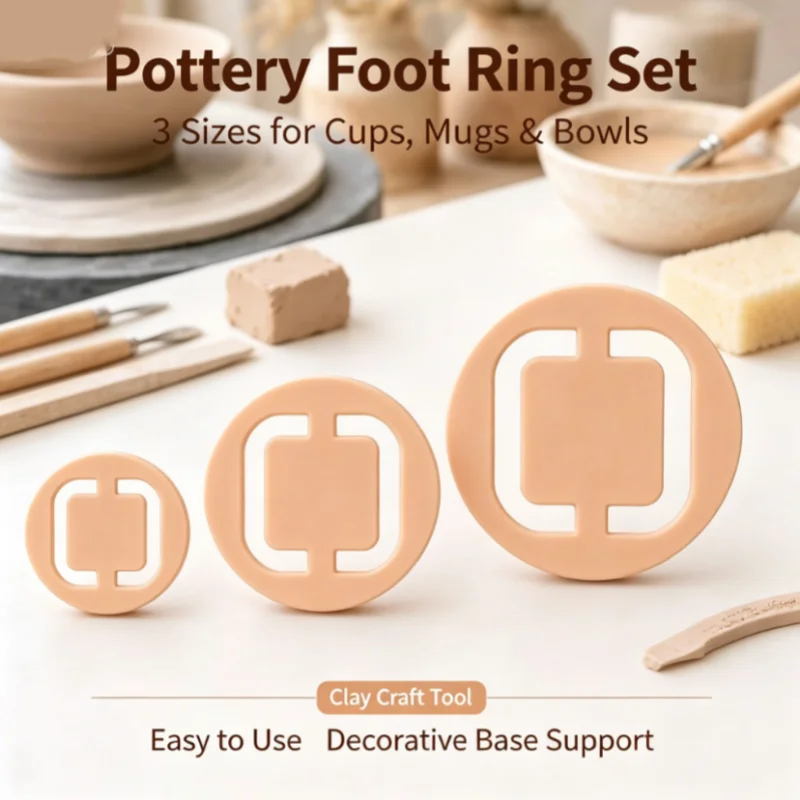 3 Sizes Pottery Foot Ring Template Consistent Base Ring Mold Lightweight Ceramic Clay Trimming Tool DIY Ceramic Making Supplies