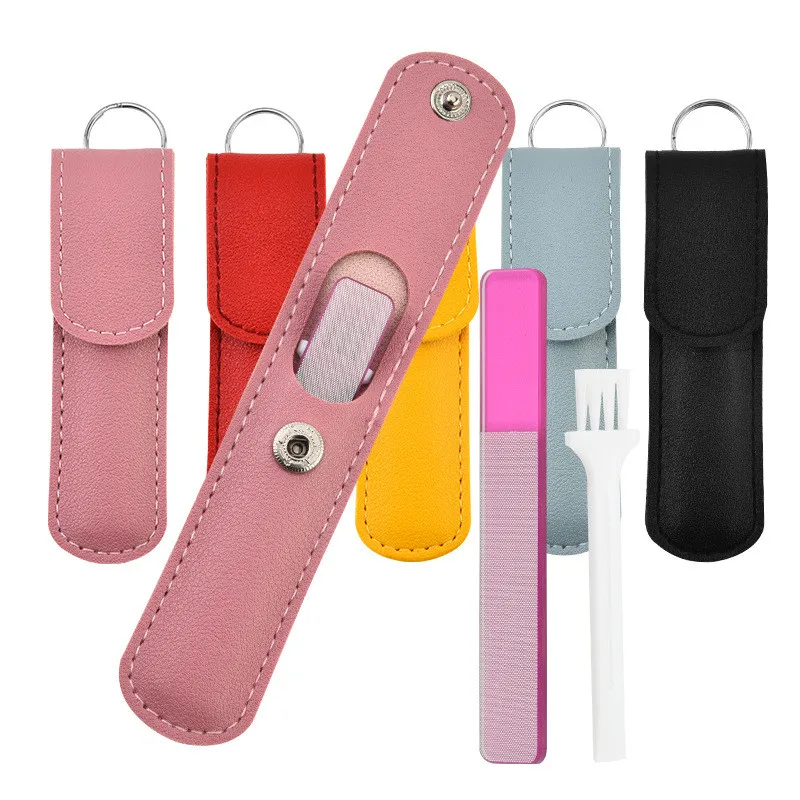 3pcs/Set Nail File Crystal Polish File Double Sided Sanding Durable Pedicure Glass 9cm Durable Manicure Buffer with Clean Brush