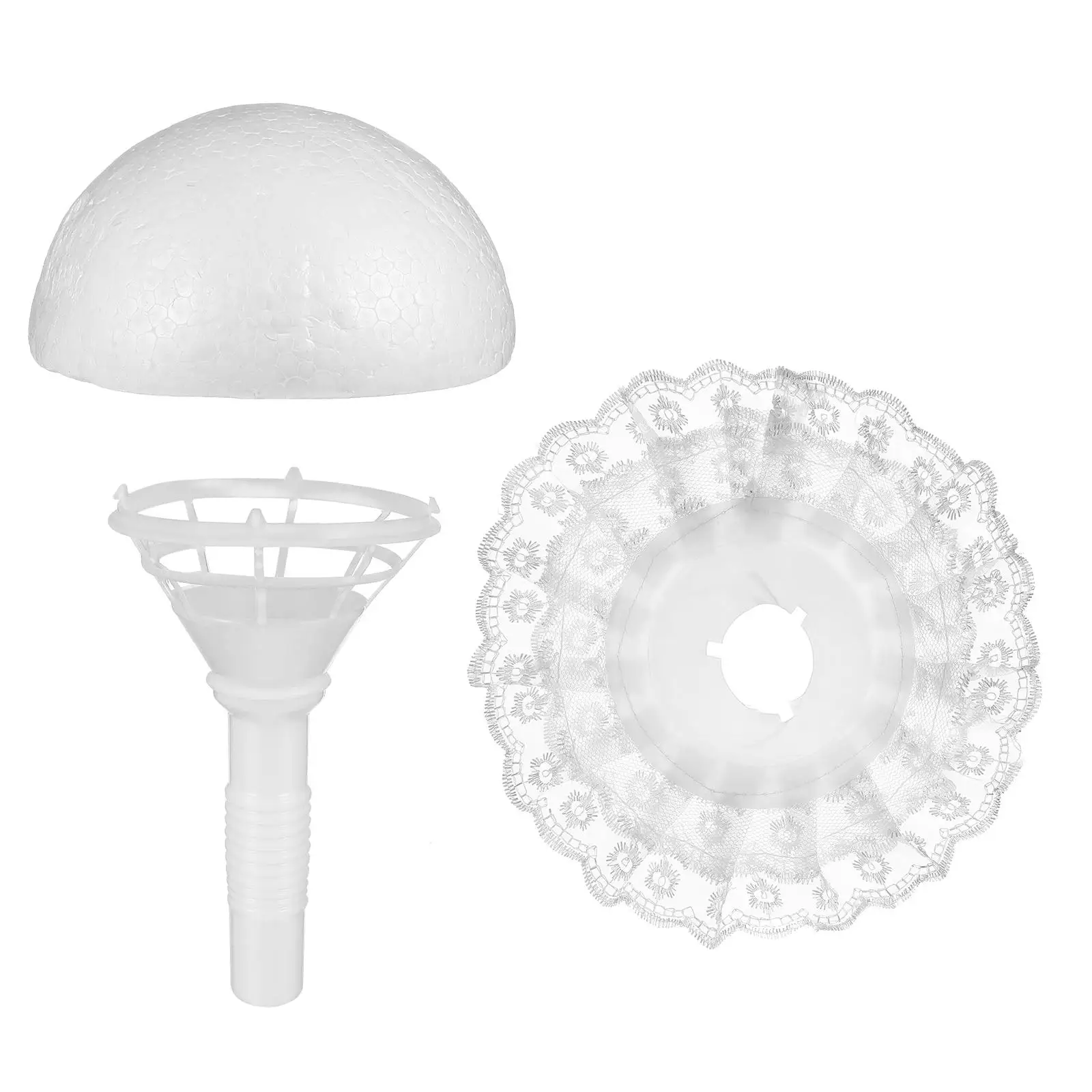 

Hemisphere Lace Holder 15cm White Bridal Bouquet Supplies Foam Artificial Wedding Bouquet Holder For Fresh Flower Decor