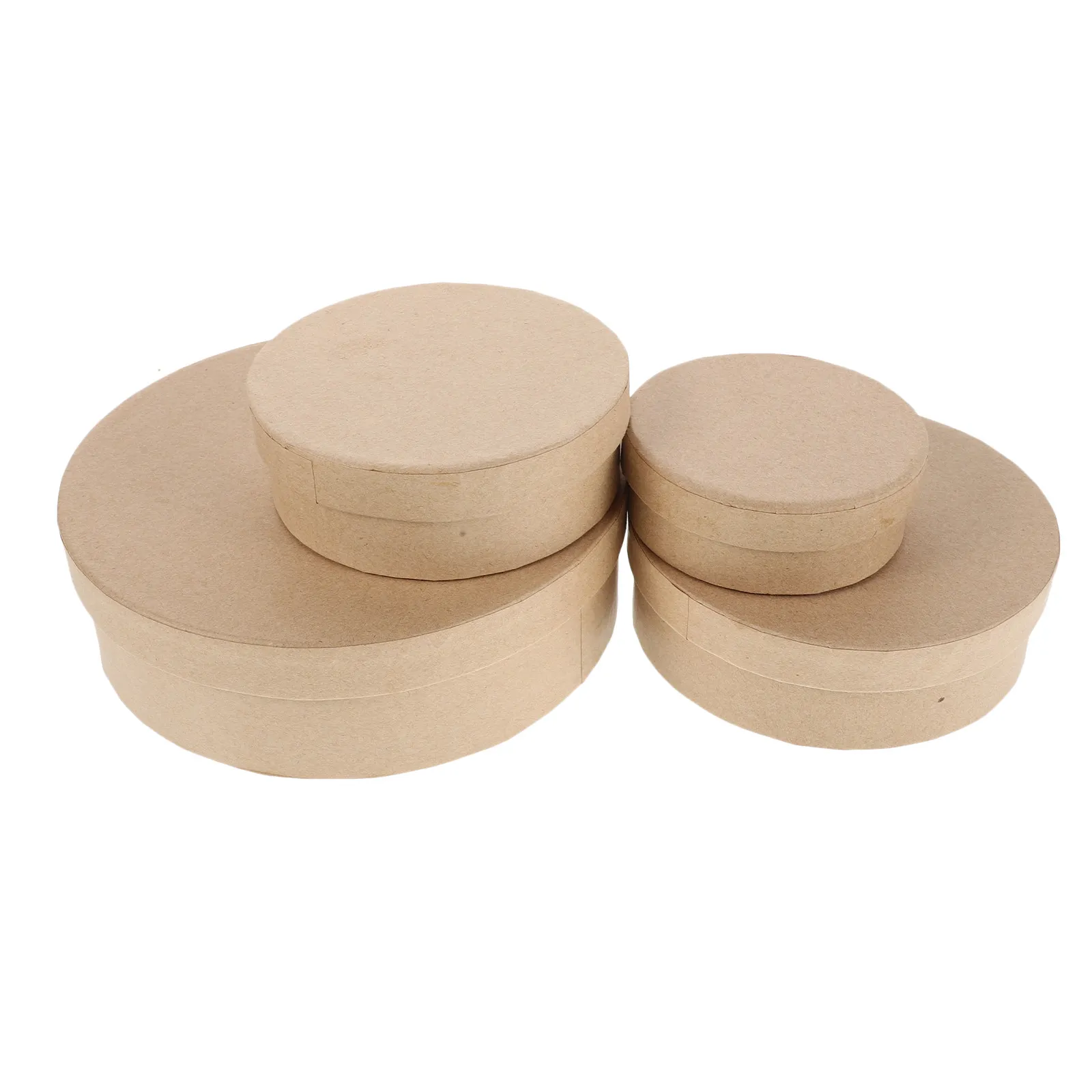 

Набор из 4 круглых картонных коробок-гнездов из крафт-бумаги с крышками для подарков на вечеринки, Рождество, свадьбу, день рождения