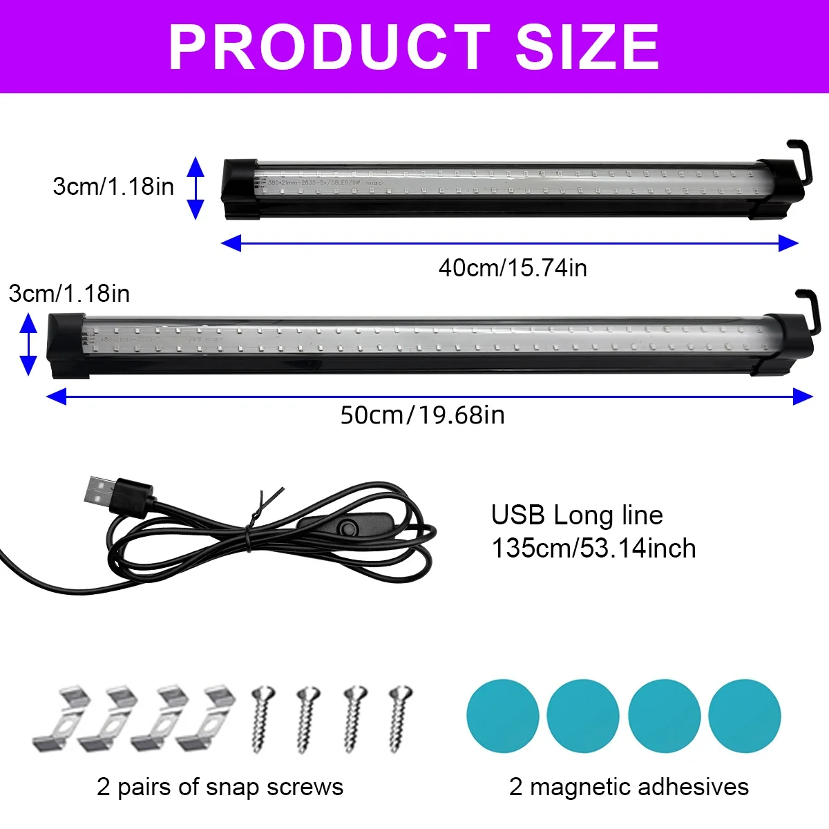 40/50cm Black Light Hidden Hook Ultraviolet Lamp - A Disco-Style Lighting Fixture for Family Gatherings - Halloween Decoration