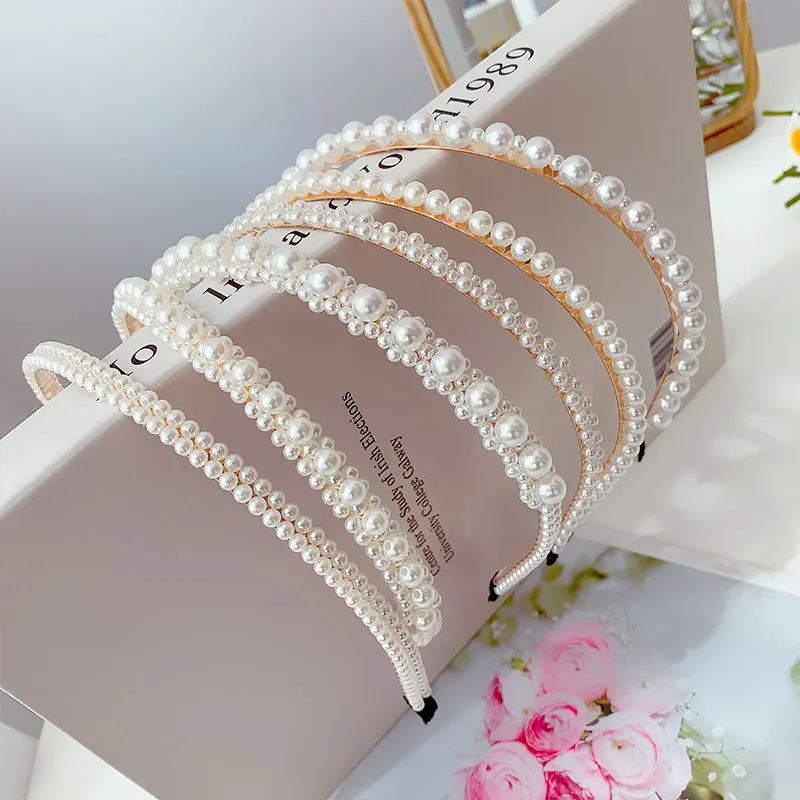 Elegant Simulated Pearl Beads Hairband Hair Accessories Fashion 2022 Crystal Hair Hoop Handmade Headband Headwear For Girl Women