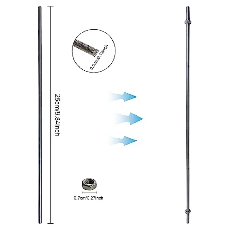 40 Pieces 8 32 Inch M4 Threaded Rod with Hex Nuts 10 Inch Stainless Steel Fully Rod Threaded 20 Pcs 250 mm Threaded Rods and 20