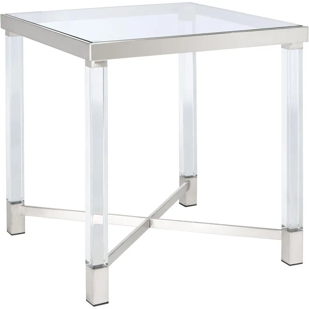 

Elegant Acrylic and Silver Accent Table for Living Room or Bedroom