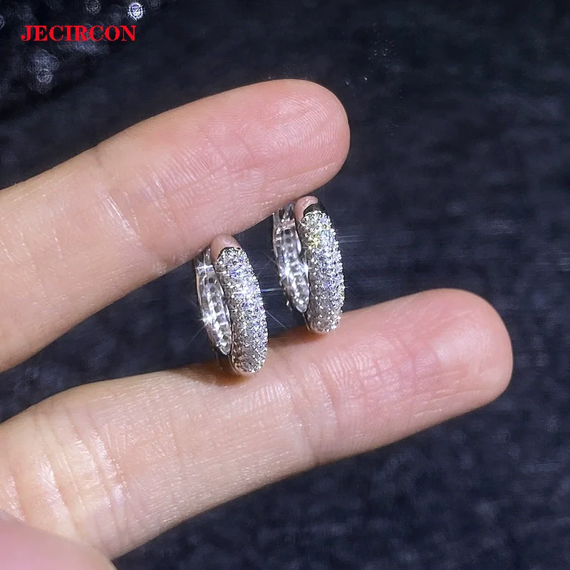

Женские серьги-кольца JECIRCON из стерлингового серебра 925 пробы с муассанитом, минималистичные французские роскошные сверкающие украшения для ушей звездного неба