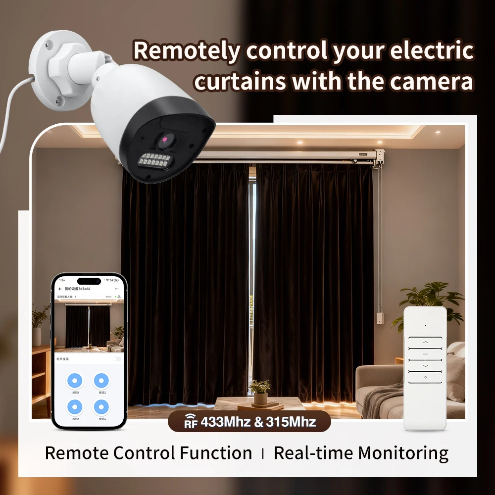 Universal 433MHz RF Wireless WiFi Remote-Controlled Camera Copy Code Remote Control for Sliding Door Electric Curtains Fish Tank