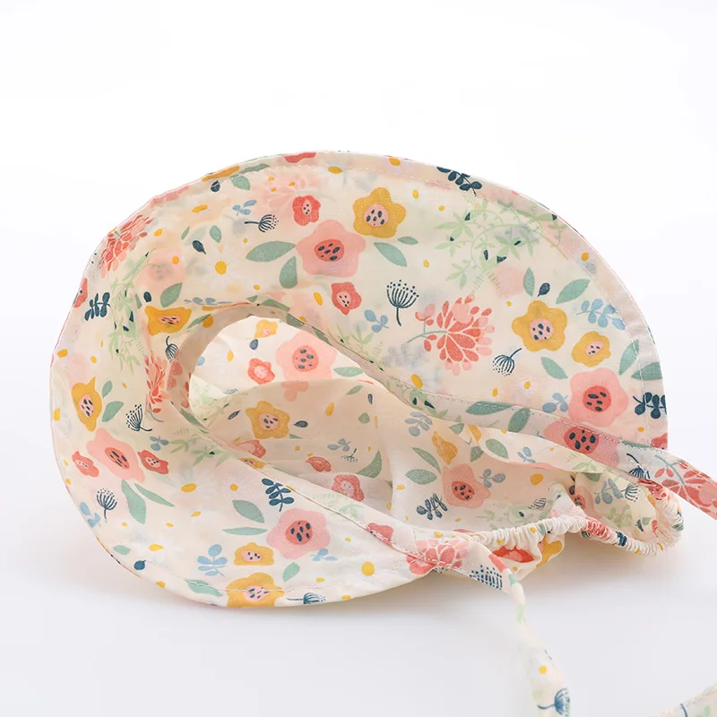 Cute Baby Girls Sunhat For 3-20M New Summer Thin Print Princess Bucket Hats Sunshade Peaked Cap Outdoor Palace Hat Korean Style