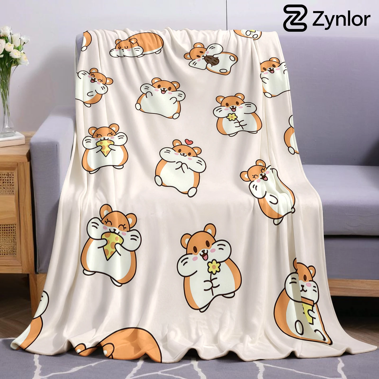 Cute Hamster Halloween Flannel Fleece Blanket Fluffy Warm Cozy Throw for Sofa Bedroom Home Holiday Decoration Gift