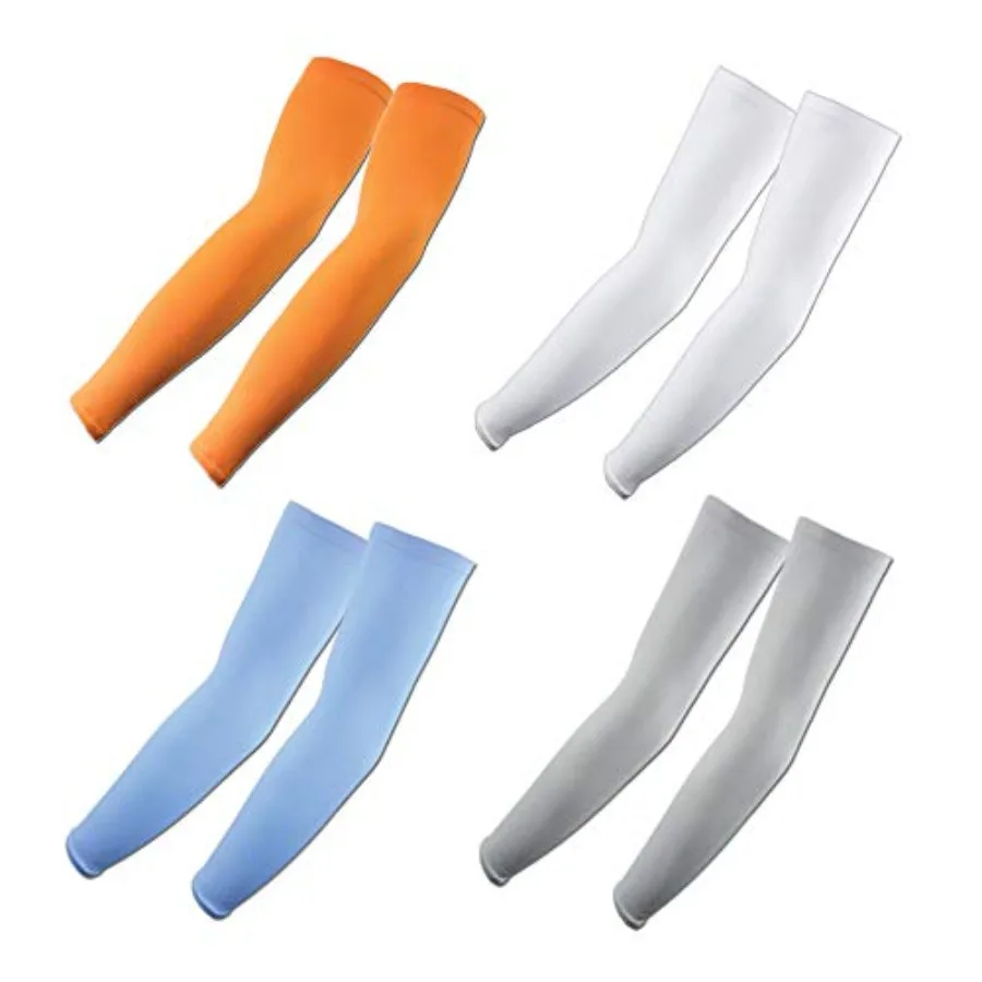

Arm Sleeves UV Sun Protective Arm Compression Cover Warmer Cooler 4P - Sky Blue, Gray, Orange, White