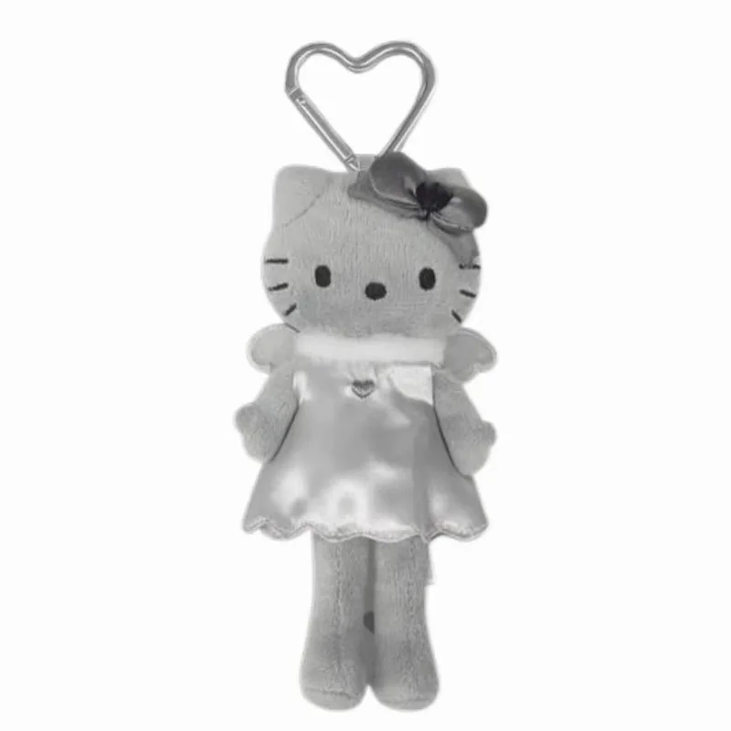 15CM Uroczy Kreskówkowy Kawaii Aniołek Szary Długie Nogi Czarna Spódniczka Długie Nogi Hello Kitty Pluszowa Lalka Brelok Zawieszka do Torby Zabawka Prezent