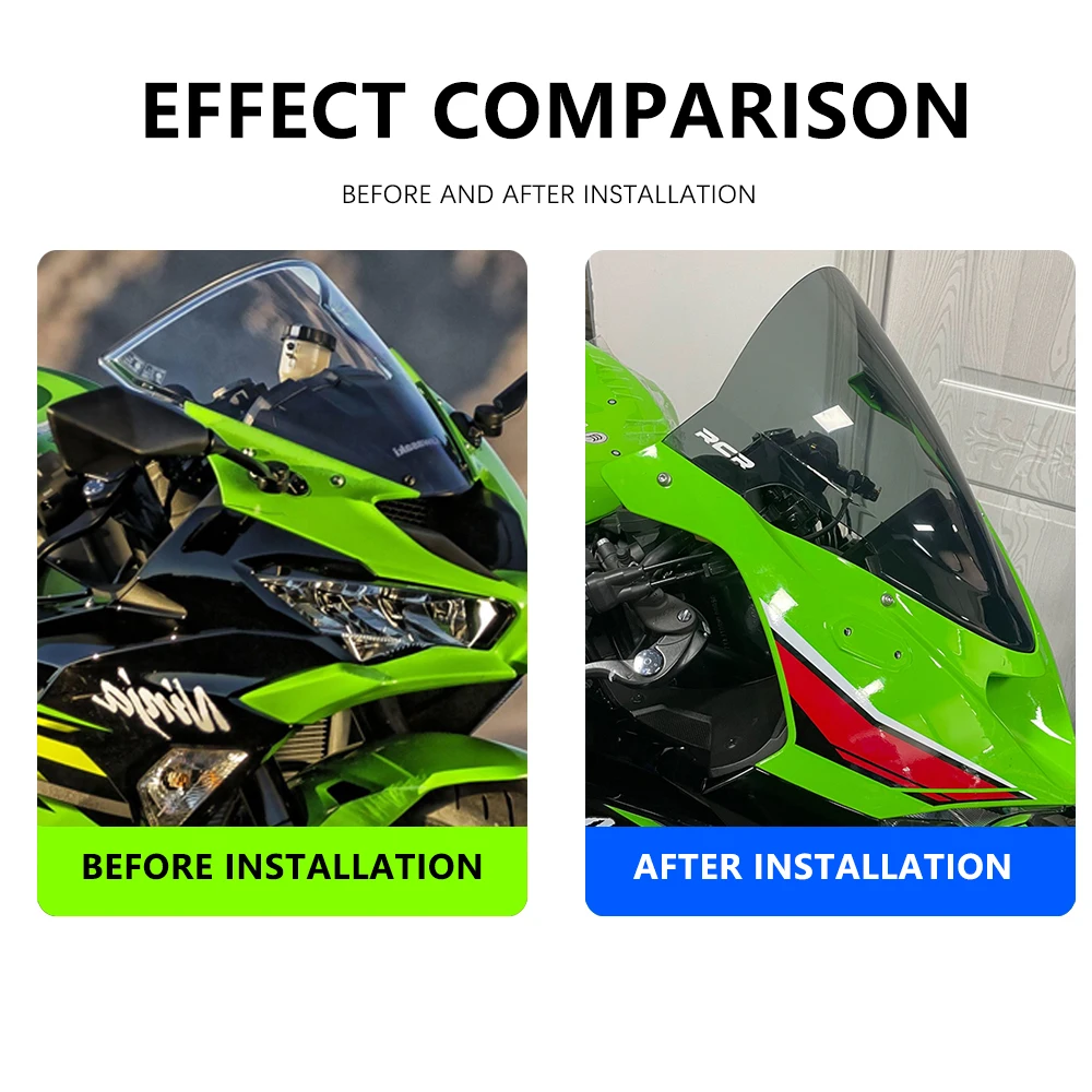 Motorcycle Racing Screen Double Bubble Heightening Wind Deflector For Kawasaki Ninja ZX-6R ZX 6R Windshield 2024 ZX6R Windscreen