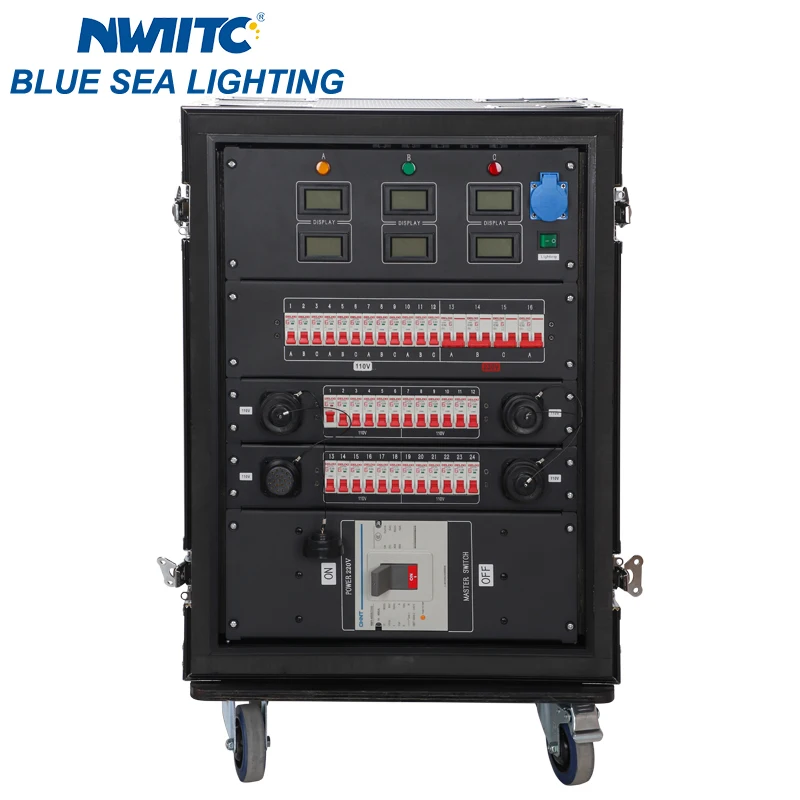 12-Channel 110V American Plug Power Distribution + 4-Channel 220V L14-30 + 12-Channel 110V Output 63A Power Distribution Box
